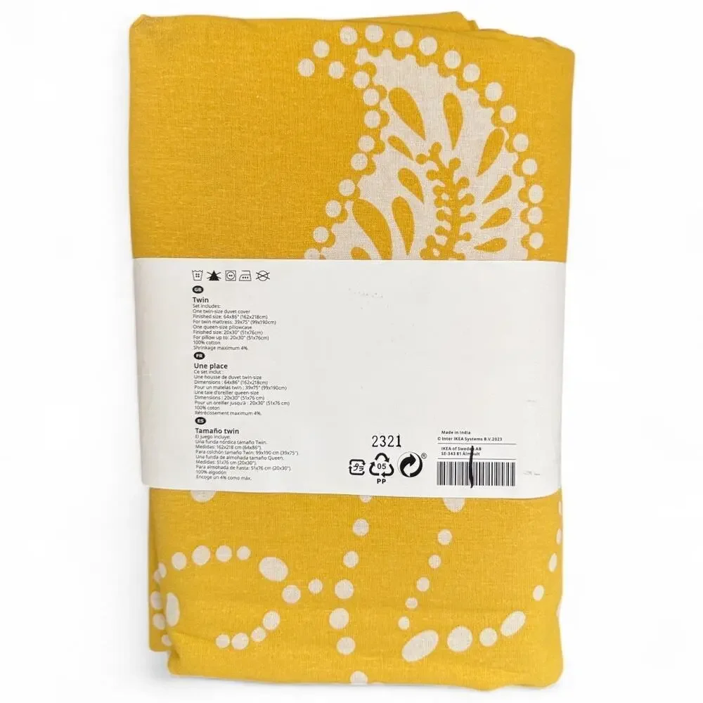 IKEA AROMATISK Yellow Twin Duvet Cover & Pillowcase